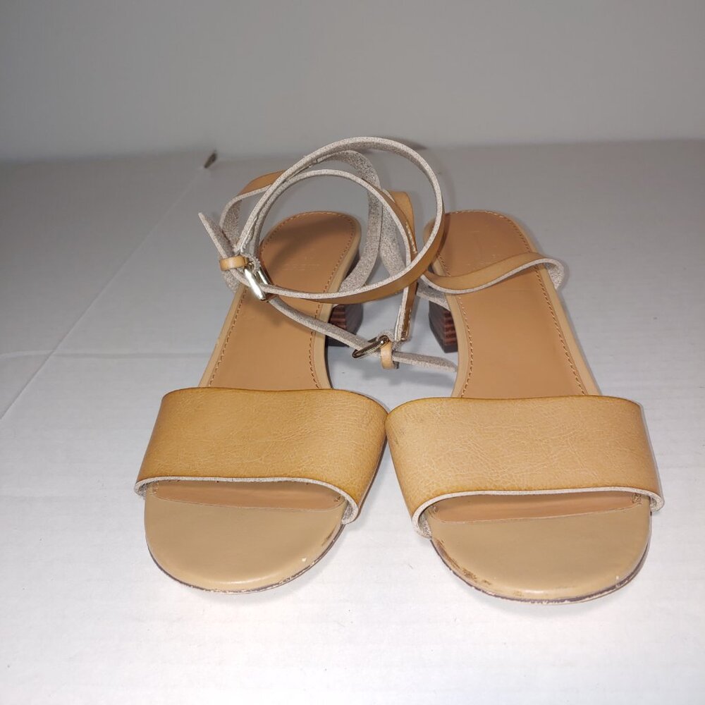 J By J. Crew Ankle Buckled Strap Sandals Size 8 Tan - Picture 4 of 9